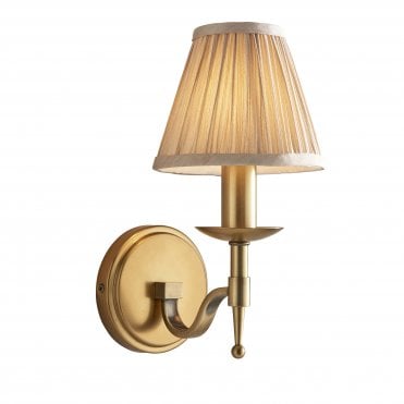 Aged Brass Wall Light With Beige Shade