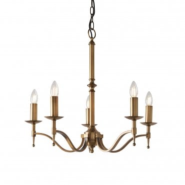 STANFORD Antique Brass 5Lt Pendant