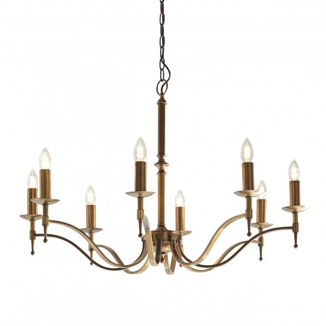 STANFORD Antique Brass 8Lt Pendant