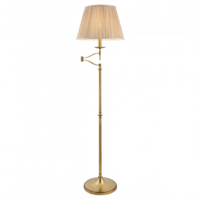 STANFORD - Luxury Adjustable Swing Arm Traditional Standard Lamp In Aged Brass
