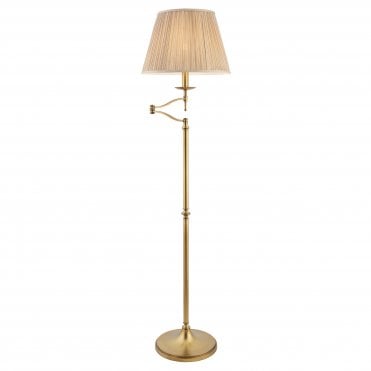 Luxury Adjustable Swing Arm Traditional Standard Lamp In Aged Brass