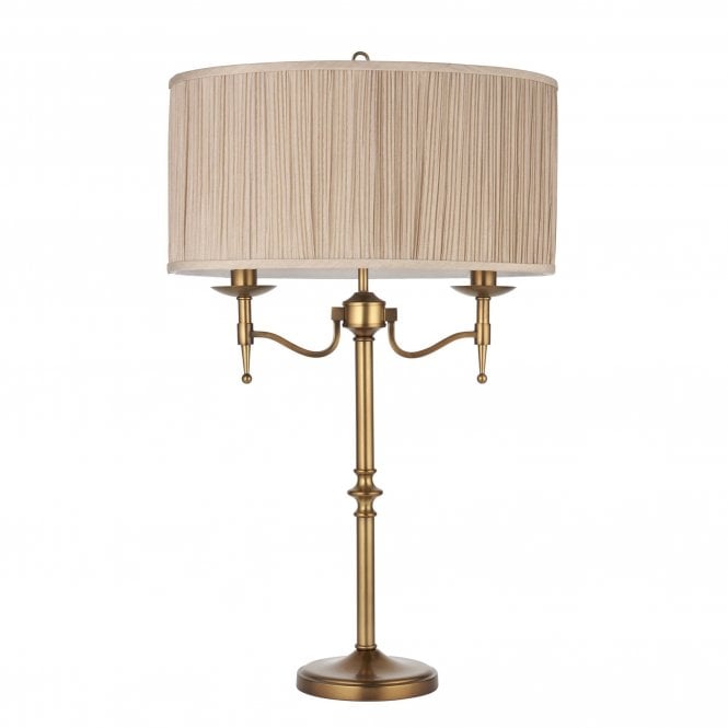 Stanford Traditional Table Lamp Antique Brass with Beige Organza Shade
