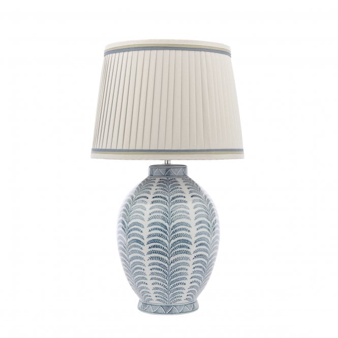 Stannard Table Lamp - Blue Ceramic with Faux Silk Pleated Shade