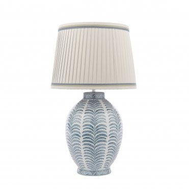 Stannard Table Lamp - Blue Ceramic with Faux Silk Pleated Shade