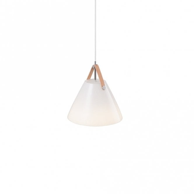 STRAP 27 - White Glass and Leather Ceiling Pendant
