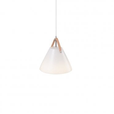 STRAP 27 - White Glass and Leather Ceiling Pendant