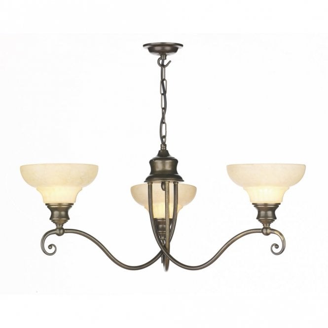 STRATFORD - 3 Arm Aged Brass Ceiling Pendant