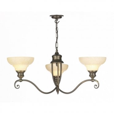 STRATFORD - 3 Arm Aged Brass Ceiling Pendant