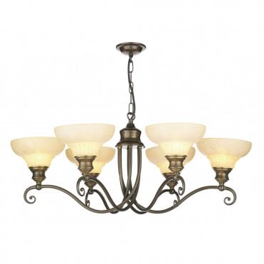 STRATFORD - 6 Arm Aged Brass Ceiling Pendant