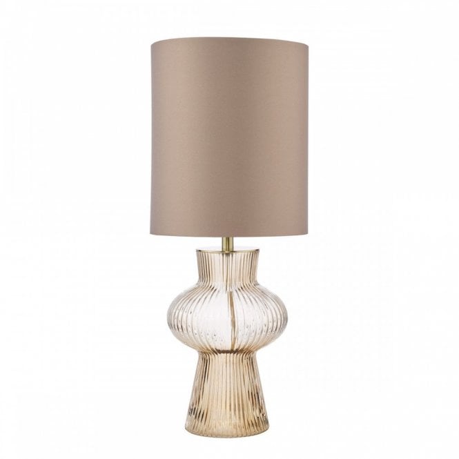 Suelita Table Lamp - Brown Ribbed Glass with Taupe Shade
