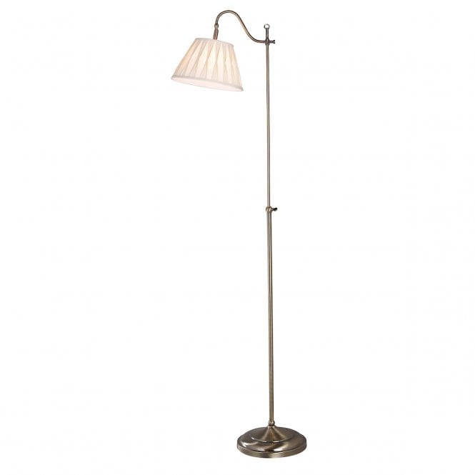 SUFFOLK - Antique Brass Adjustable Floor Reading Light