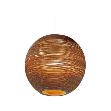 SUN 82cm Diameter Globe Ceiling Pendant Natural Brown Recycled Cardboard