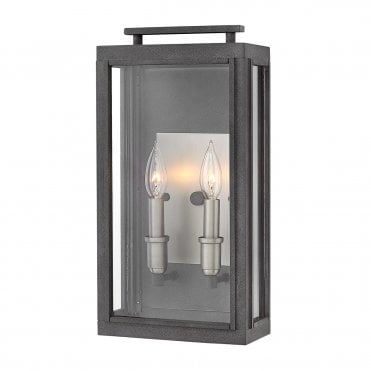 SUTCLIFFE 2 Light Wall Lantern Aged Zinc Exterior Lighting IP44 Rated