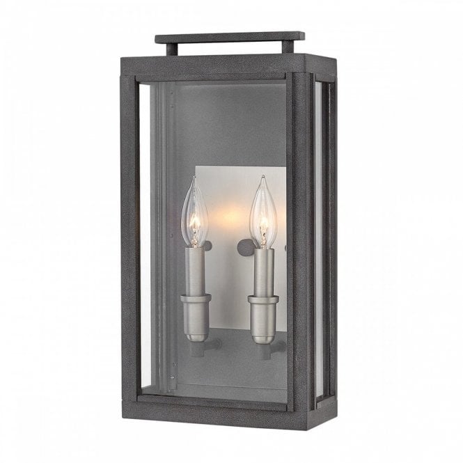 SUTCLIFFE 2 Light Wall Lantern Aged Zinc Exterior Lighting IP44 Rated