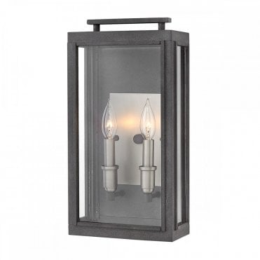 SUTCLIFFE 2 Light Wall Lantern Aged Zinc Exterior Lighting IP44 Rated