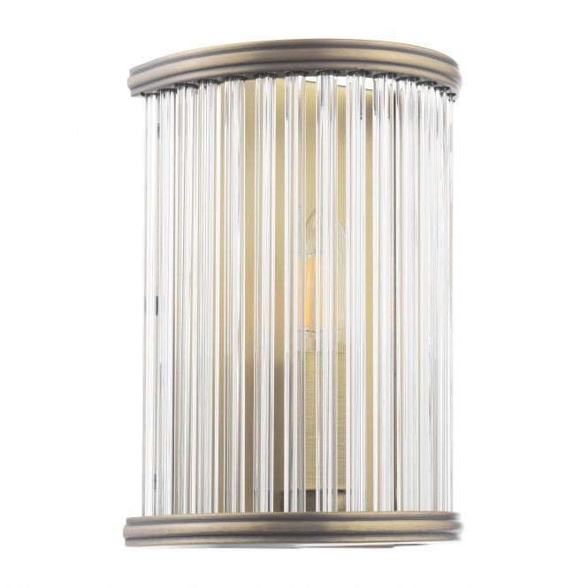 Sutton Wall Light Matt Antique Brass & Ribbed Glass