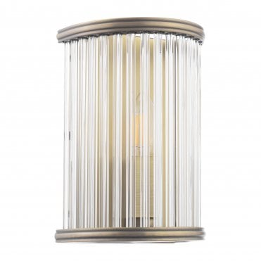 matt antique brass wall light with faceted glass rods