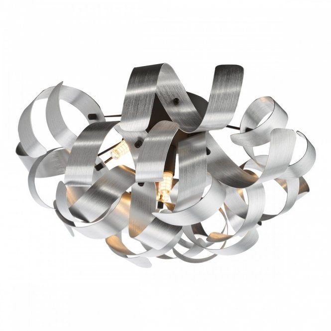 Swash 4 Light Flush In Black With Aluminium Ribbons