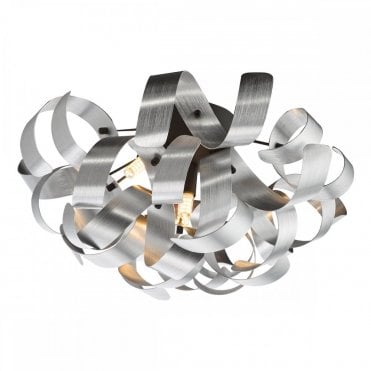 Swash 4 Light Flush Ceiling Light in Matt Black with Aluminium Ribbons by The Lighting Book – modern low ceiling lighting solution