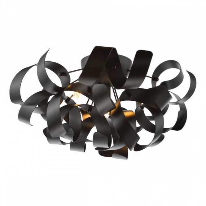 Swash 4 Light Flush In Black With Black Ribbons