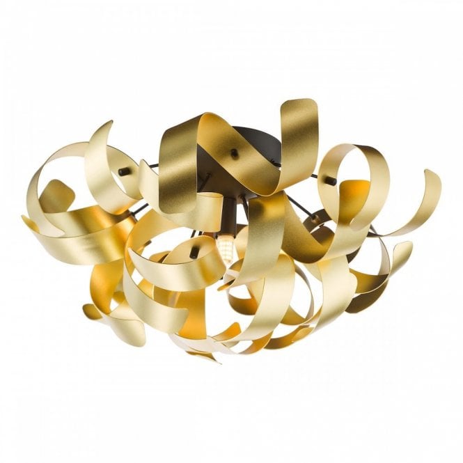 Swash 4 Light Flush In Black With Gold Ribbons