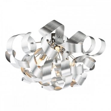 Swash 4 Light Flush Ceiling Light in Polished Chrome with Aluminium Ribbon Arms by The Lighting Book – modern low-profile sculptural lighting fixture