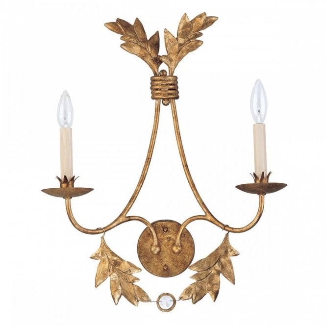 SWEET Olive 2 Light Wall Light Gilded Gold Leaf Accents