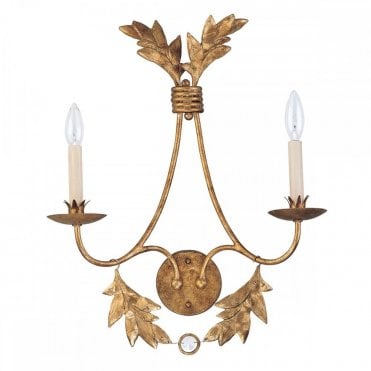 SWEET Olive 2 Light Wall Light Gilded Gold Leaf Accents