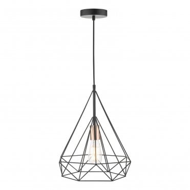 Ceiling Pendant Black and Copper Cage style