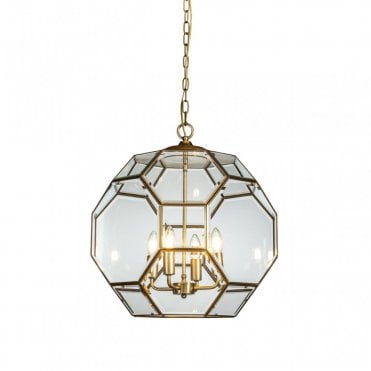 SYMPHONY Ceiling Pendant 4 Light Brass Octagon, Hexagon & Square Pendant