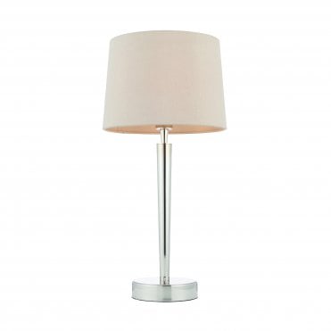 Nickel Table Lamp with USB Charger Port and Mink Shade