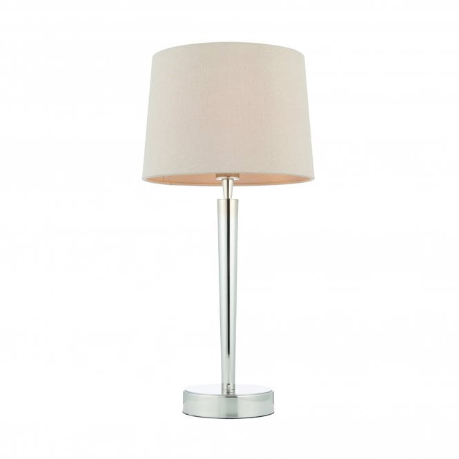 SYON Nickel Table Lamp with USB Charger Port and Mink Shade