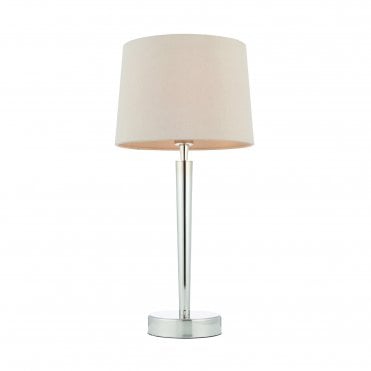 SYON Nickel Table Lamp with USB Charger Port and Mink Shade