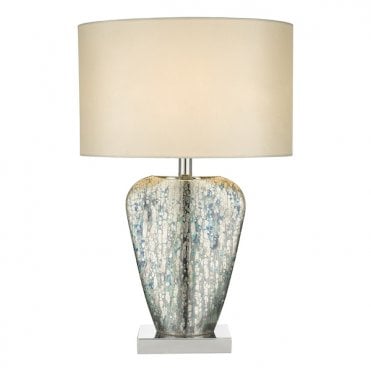 Table Lamp Mercury Gold Glass Complete With Cream Shade