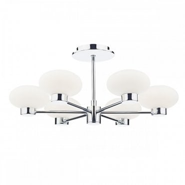 SYSTEM - 6 Light Semi Flush Ceiling Polished Chrome