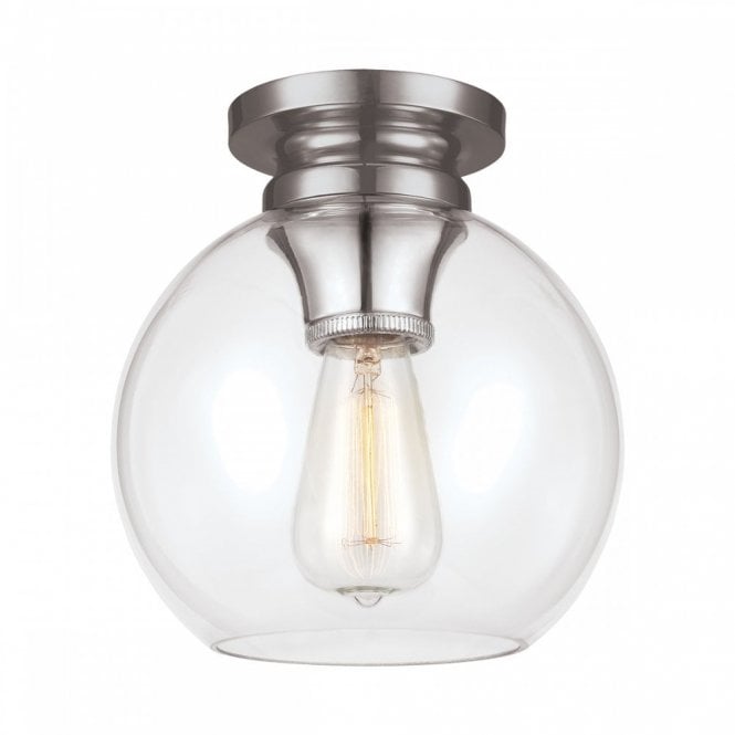 TABBY Ceiling Flush Light Polished Nickel Clear Dome Shade