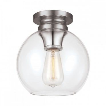 TABBY Ceiling Flush Light Polished Nickel Clear Dome Shade