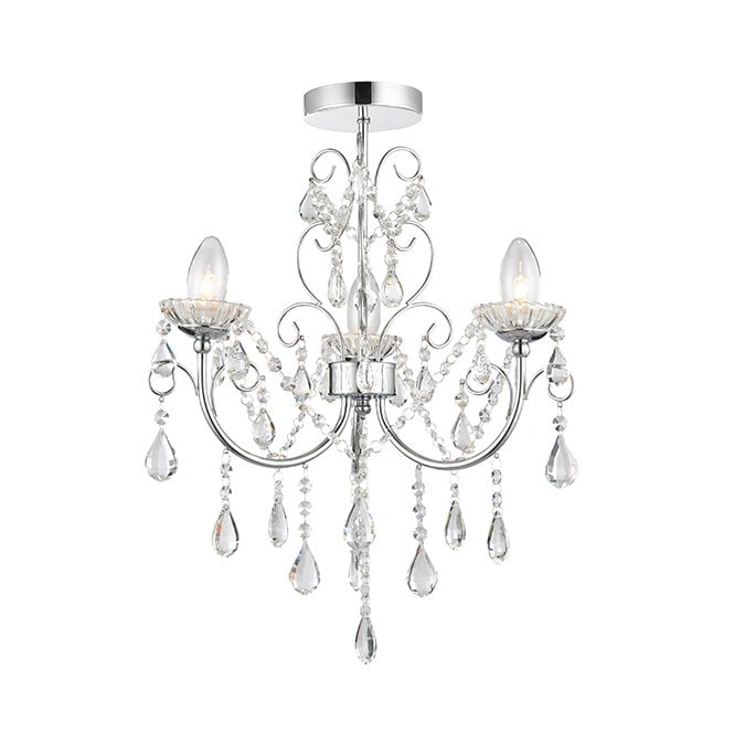 Tabitha 3 Light Bathroom Semi-Flush Chandelier IP44