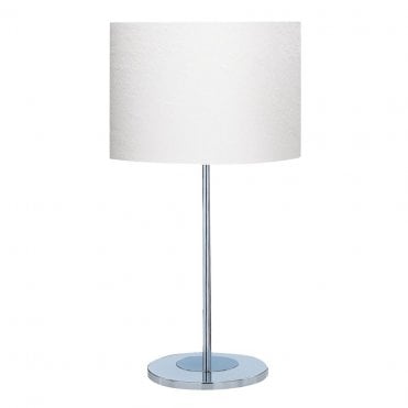 chrome table lamp with white shade