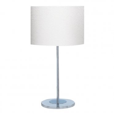 TABLE LAMP - CHROME BASE COMPLETE WITH IVORY DRUM SHADE