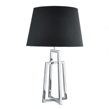 chrome base table lamp with black shade