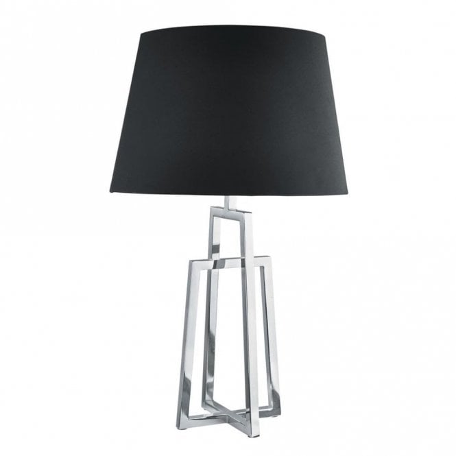TABLE LAMP CROSSED FRAME WITH LARGE BLACK SHADE