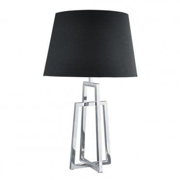 TABLE LAMP CROSSED FRAME WITH LARGE BLACK SHADE