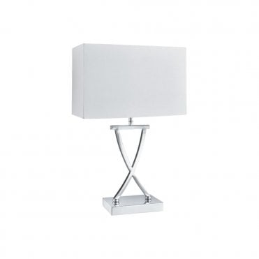 TABLE - Lamp X Shape Base Chrome White Rectangle Shade