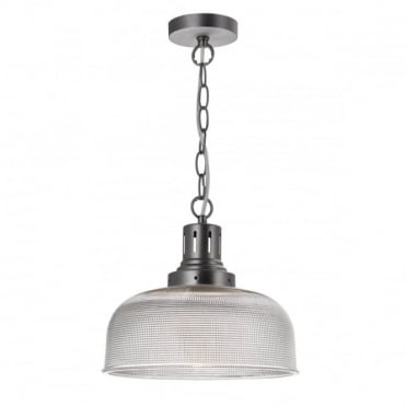 TACK - 1 Light Glass Ceiling Pendant Industrial Nickel