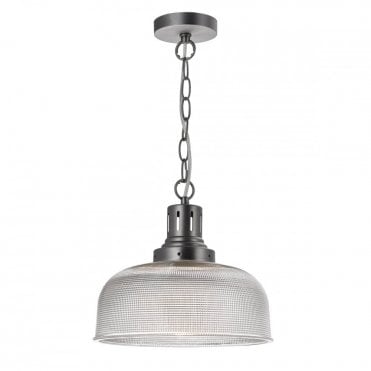 TACK - 1 Light Glass Ceiling Pendant Industrial Nickel