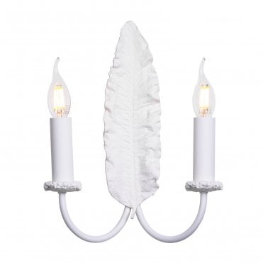 white leaf motif textured double wall light