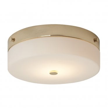 LED Large Bathroom Flush Ceiling Light Gold Opal Glass