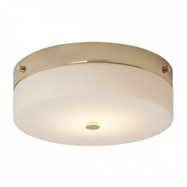 TAMAR LED Large Bathroom Flush Ceiling Light Gold Opal Glass
