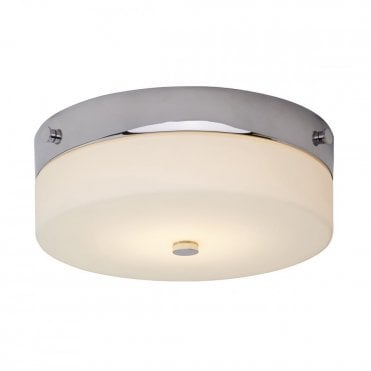 TAMAR LED Medium Bathroom Flush Ceiling Light Chrome Opal Glass